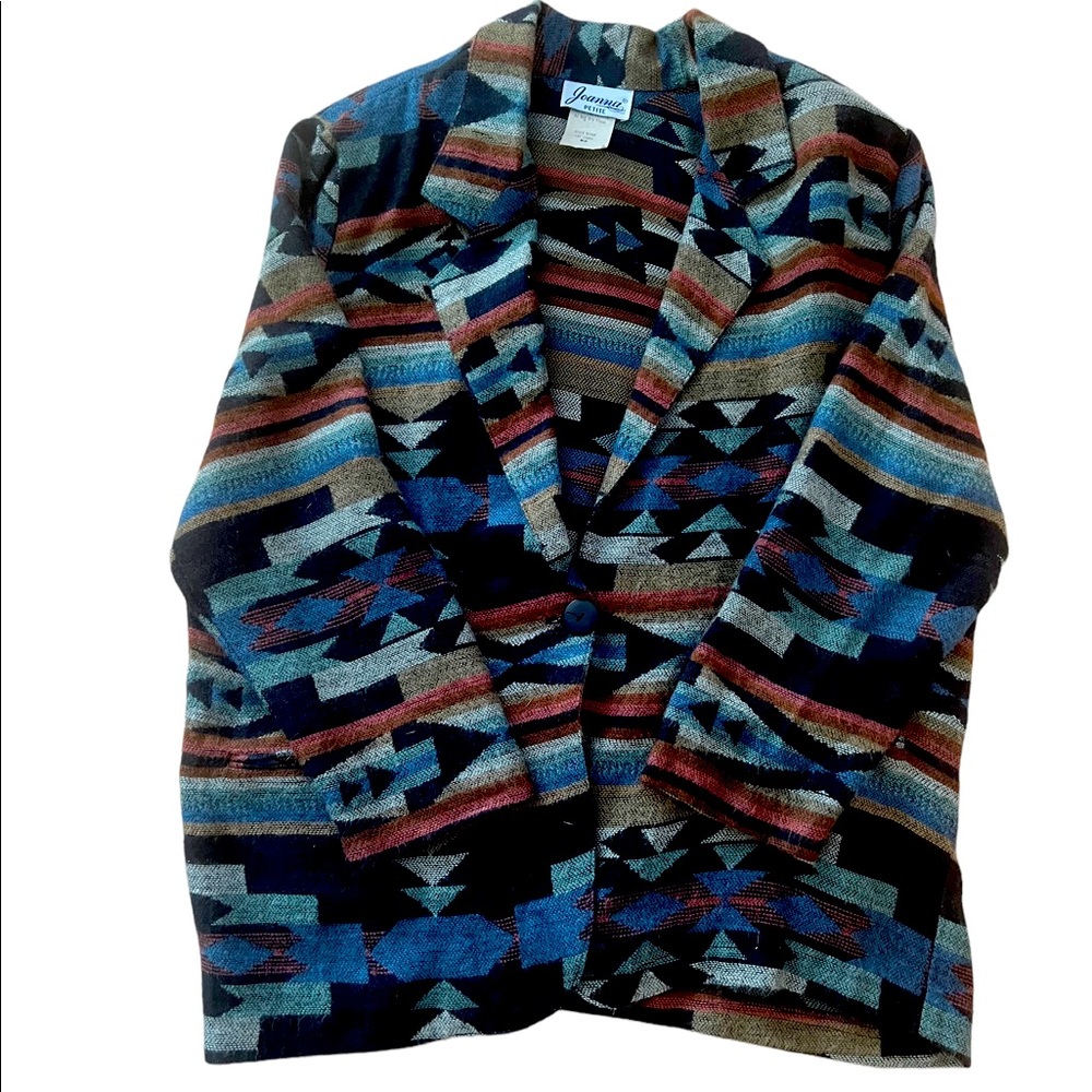 Vintage Joanna  Jacket 🧥  Pockets Blend Size MP Petite USA  RaRe Colors Pattern